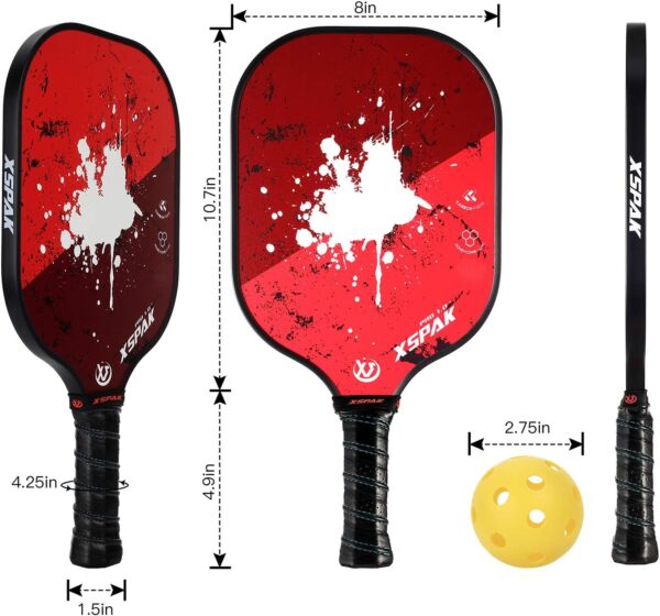XS XSPAK Pickleball Paddles Sets, USAPA Graphite Face/Carbon Fiber and Polypropylene Honeycomb Core, Anti-Slip Sweat-Absorbing Soft Cushion Grip, Pickleball Set of 2 with 2-4 Balls and 1 Bag/Backpack