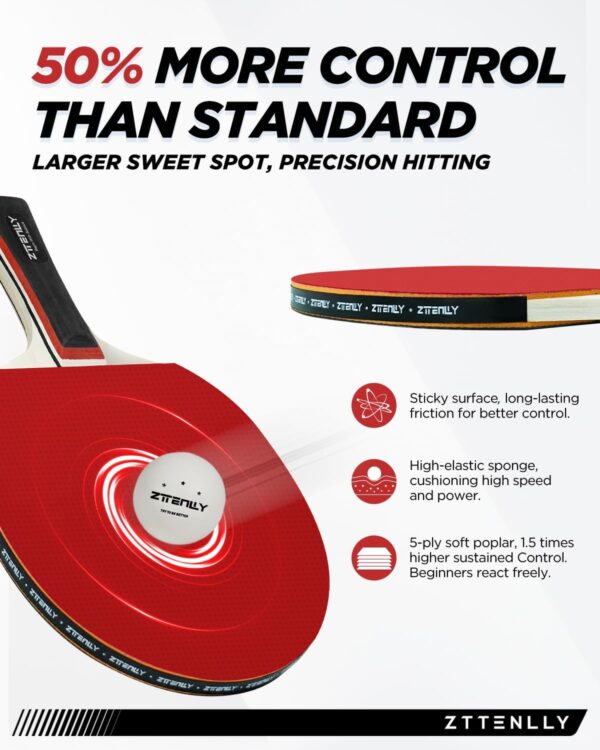Ping Pong Paddles with Balls - Better Control & Sticky Inverted Rubber - Table Tennis Paddles Set for Indoor & Outdoor Games
