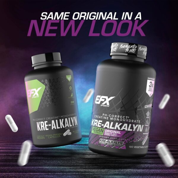EFX Sports Kre-Alkalyn EFX | pH Correct Creatine Monohydrate Pill Supplement | Vegan Friendly | Strength & Muscle Growth | 90 Servings, 180 Veggie Capsules (Pack of 2)