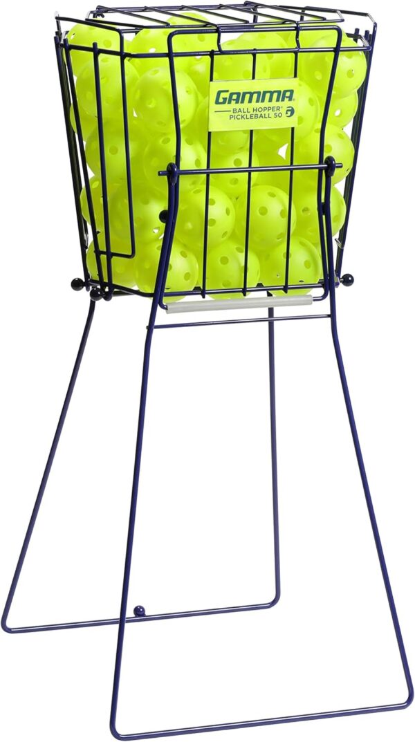 GAMMA Sports Ball Hopper Pickleball 50 - Pickleball Picker Upper with Unique Basket Shape, Reinforced Side Welds, 50-Ball Capacity, Carbon Steel, Maximum Durability