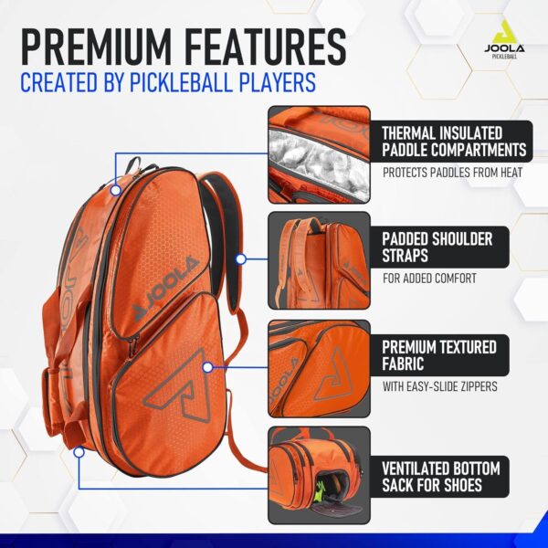 JOOLA Tour Elite Pickleball Bag - Backpack & Duffle Bag for Pickleball Paddles & Accessories - Holds 4+ Paddles - Includes Fence Hook - Choose from Multiple Colors.