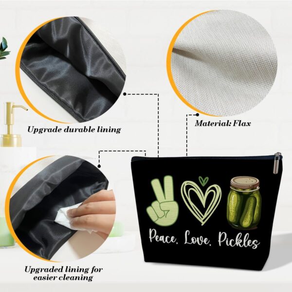 Pickle Lover Gift for Women Makeup Bag, Peace Love Pickles, Pickle Gifts for Women, Funny Birthday Gift for Sister, Teen,Bestie,Daughter, Niece, Pickle Makeup Travel Toiletry Bag