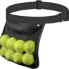 AccEncyc Tennis Ball Holder Ball Bag, Adjustable Pickleball Waist Pouch Holder, Pickleball Bags Holding 8-10 Tennis or Pickleball, Waist Hip Bag for Tennis, Cycling, Golf