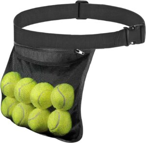 AccEncyc Tennis Ball Holder Ball Bag, Adjustable Pickleball Waist Pouch Holder, Pickleball Bags Holding 8-10 Tennis or Pickleball, Waist Hip Bag for Tennis, Cycling, Golf