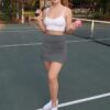 PINSPARK 16" Golf Skorts for Woman High Waisted Tennis Skirts with Pockets Shorts Pickleball Running Athletic Skort Summer