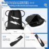 suwasp Black Drawstring Backpack Pickleball Bag for Women, Waterproof Drawstring Gym Bag for Men, Pickleball Paddles String Bag Sackpack for Sport