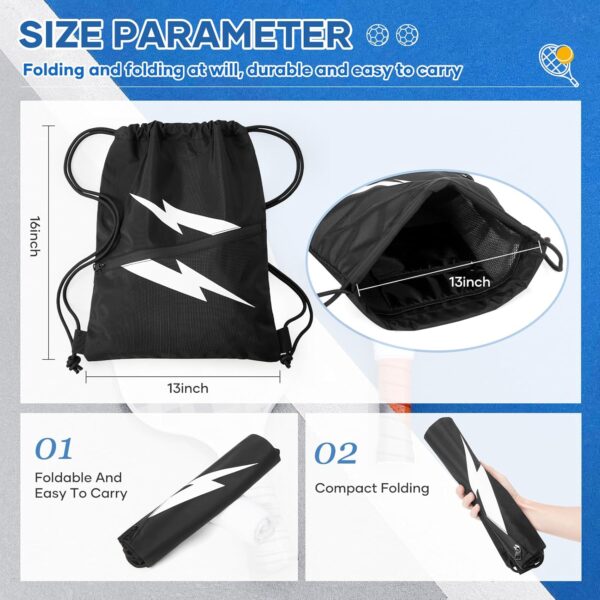 suwasp Black Drawstring Backpack Pickleball Bag for Women, Waterproof Drawstring Gym Bag for Men, Pickleball Paddles String Bag Sackpack for Sport