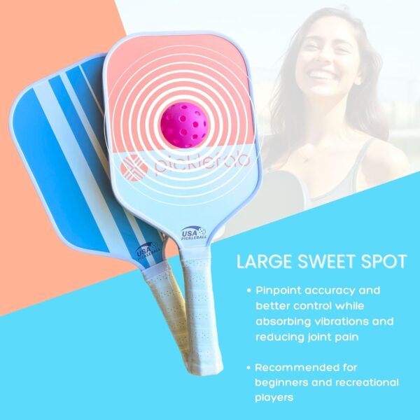Pickleball Paddle Set for Couples Women Kids | Cute Aesthetic USAPA Approved | 2 Textured Paddles, 4 Balls, 1 Carrying Bag | Lightweight 8oz, 16mm Core, 16.5” Length