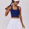 PINSPARK Pleated Tennis Skirts for Women High Waist Golf Skirt Tummy Control Athletic Skorts for Pickleball Workout