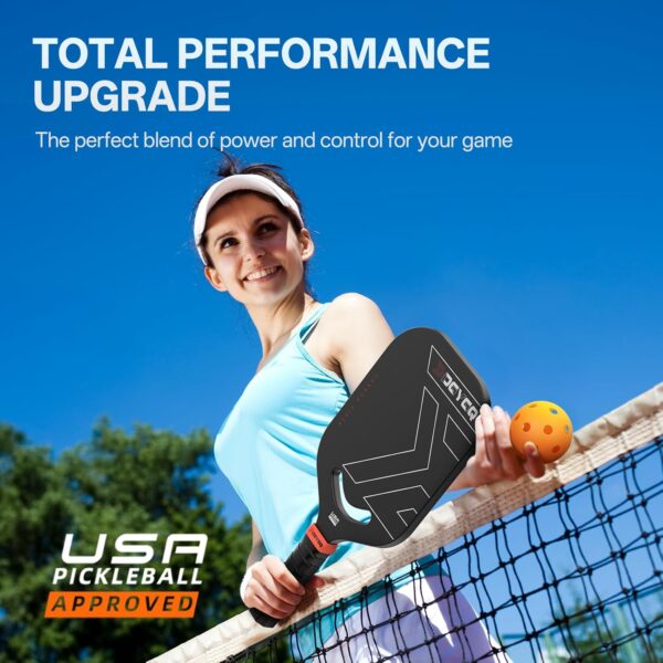Pickleball Paddles, Carbon Fiber Pickleball Paddle with a 13mm Polypropylene Honeycomb Core, Increased Power and Spin - USAPA Approved