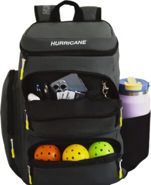 Pickleball Bag, Large Pickleball Backpack, spacious design with paddle storage, shoe compartment, thermal pocket, water bottle holder, fence hook. Ideal for all your pickleball gear