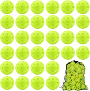 50 Pack Outdoor Pickleball Balls Premium High Elasticity 40-Hole Pickleballs with Mesh Bag for Beginners, Advanced Players, Balanced, High Bounce True Flight, Tournament Play, Family Fun