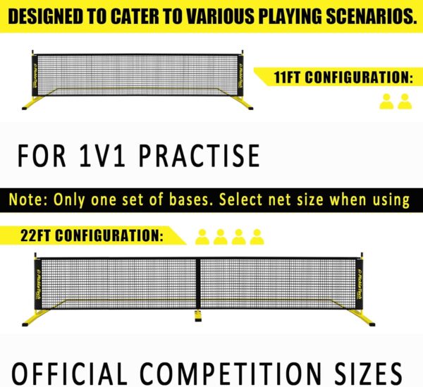 PICKLETECH 4.0 Slim Version 2in1 Portable Outdoor Pickleball Net Game, USAPA Regulation Size 22ft 11ft - Half Court Pickle Ball Net System with Carrying Bag for Driveway