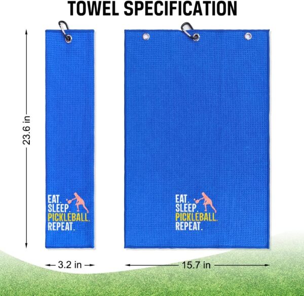 ERHACHAIJIA Eat Sleep Pickleball Repeat Embroidered Pickleball Sports Towel with Clip. Funny Pickleball Gifts for Men Women Pickleball Lover, Birthday Retirement Mother's Day
