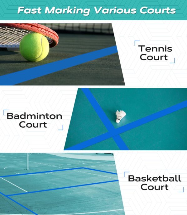 Pro Pickleball Court Tape 2" x230ft- Temporary Court Lines Tape, No Residue Removable Sports Tape for Indoor/Outdoor, Quick Setup with Blue Tape