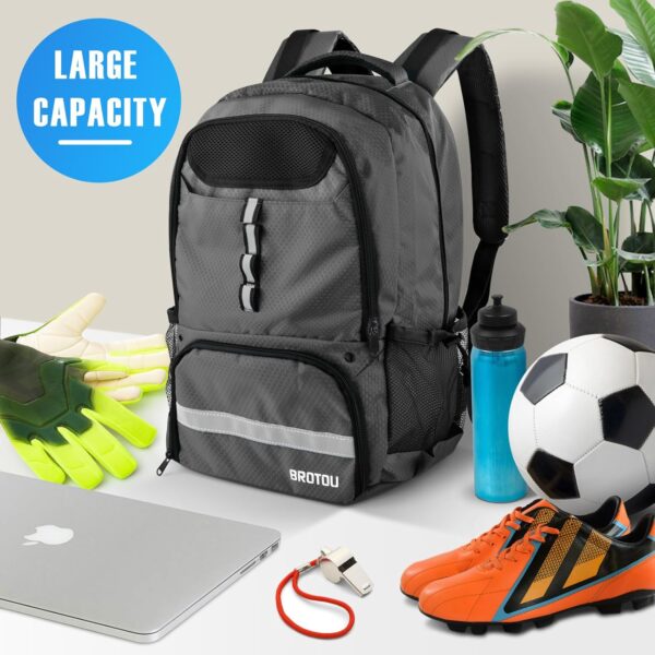 BROTOU Soccer Backpack Sports Bag with Ball Holder and Shoe Compartment for Football Basketball Volleyball Rugby