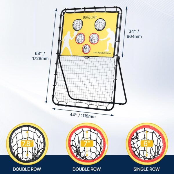 BGOJAB Pickleball Practice Rebounder Board with Target Net, 2 in 1 Pickleballs Training Equipment for Accuracy and Skill Development, Pickleball Dink Master Solo Trainer for Kid/Youth/Adult