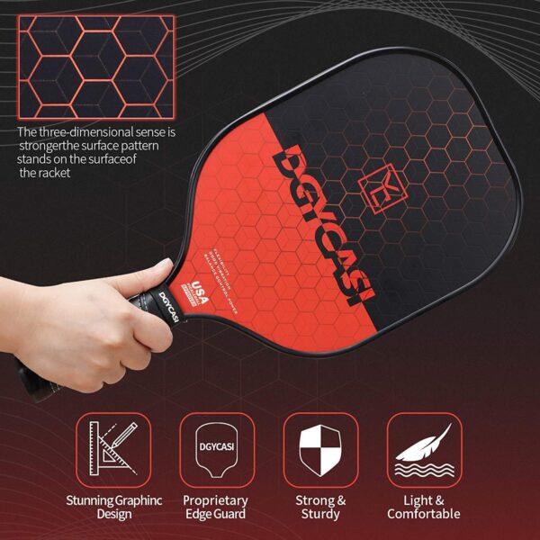 YC DGYCASI Pickleball Paddles Set of 4, USAPA Approved Pickleball Set, 4 Carbon Fiber Pickleball Rackets, 3 Outdoor Balls, 3 Indoor Balls, 4 Replacement Grip, 1 Bag for Women and Men