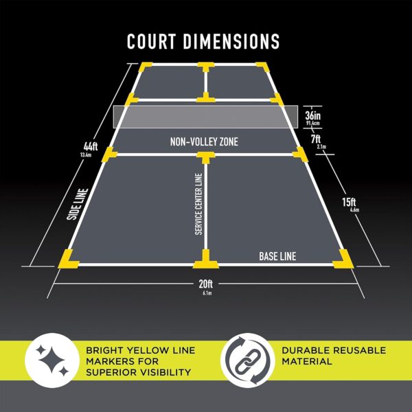 Franklin Sports Pickleball Court Marker Kit - Lines Marking Set with Tape Measure - Official Size Court Throw Down Markers