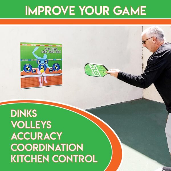 IT'S A SKIN Dink Train Pad for Pickleball Practice - Wall Rebounder Training Aid - Volley Pad for Pickle Ball - Forehands, Backhands, Dinks, Volleys - Transform Wall into Pickleball Training Court
