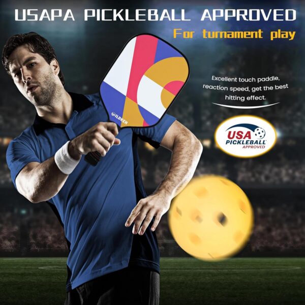 Pickleball Paddles,Double-Sided Pattern Pickle Ball Paddles Set of 2 with Non-Slip Ergonomic Absorbent Soft Grip Pickle Ball Rackets 2 Pack,Pickleball Set Sport Gifts,Black,Standard