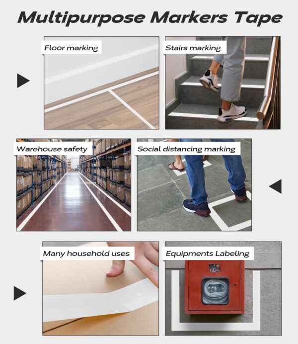 Pickleball Court Tape 230ft - Heavy Duty White Cloth Tape for Temporary Court Lines | Indoor/Outdoor Sports Line Marking with Strong Adhesion