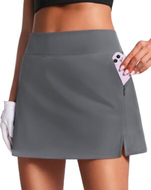 PINSPARK 16" Golf Skorts for Woman High Waisted Tennis Skirts with Pockets Shorts Pickleball Running Athletic Skort Summer