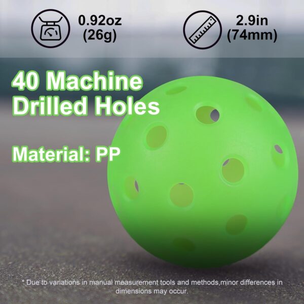 Pickleball Balls, 6 Pack Outdoor Glow in The Dark Pickleballs with Mesh Bag, Luminous Gifts, Light Up Green, High Visibility & Durable for Training