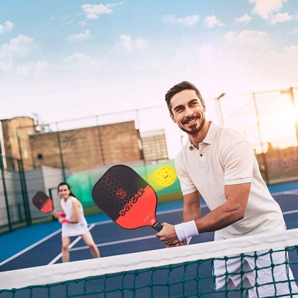 YC DGYCASI Pickleball Paddles Set of 4, USAPA Approved Pickleball Set, 4 Carbon Fiber Pickleball Rackets, 3 Outdoor Balls, 3 Indoor Balls, 4 Replacement Grip, 1 Bag for Women and Men