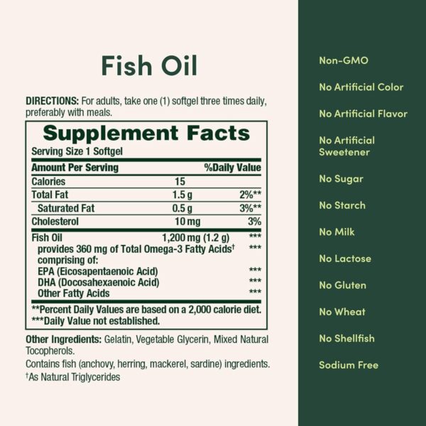 Nature's Bounty Fish Oil Omega 3 Supplements - Supports Heart Health, 1200 Mg Fish Oil, Omega-3, 200 Softgels (Pack of 1)