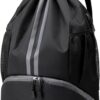 Hoedia Sports Drawstring Backpack - String Swim Gym Bag with Shoes Compartment and Wet Proof Pocket for Women&Men