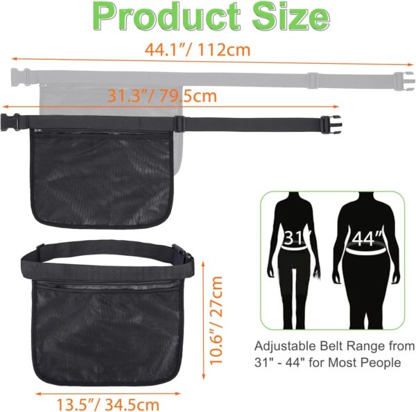 TOBWOLF Adjustable Tennis Ball Band Holder, Pickleball Waist Pouch, Mesh Hip Ball Bag Carrier, Fanny Pack Holding 8-10 Tennis or Pickleball for Cycling, Golf
