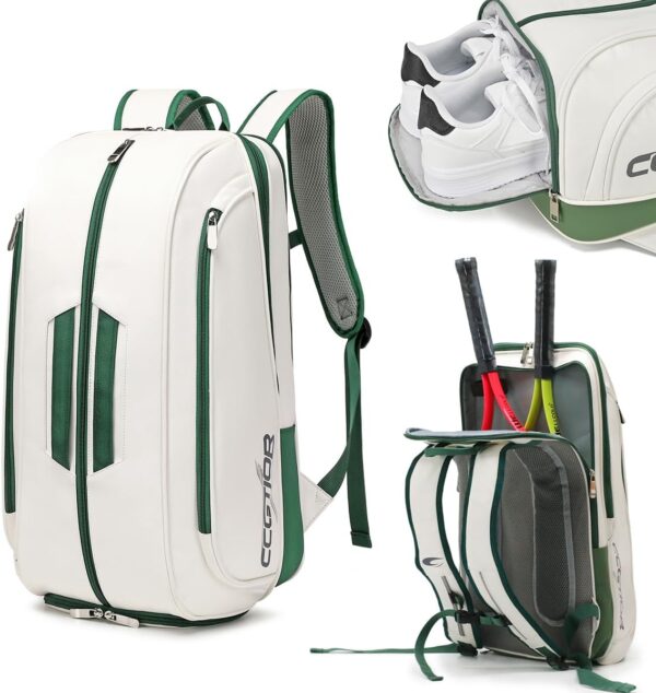 Multi-Use Beach Tennis Bag For Sport Convertible Padel Backpack With Shoe Compartment, Laptop Sleeve,Fence Hook,Ball Sleeve