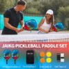 Pickleball Paddles Set of 2, Fiberglass Pickleball Paddles with 4 Pickleball Balls, 1 Carry Bag Lightweight Pickle Ball Rackets