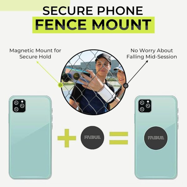 Tennis & Pickleball Fence Phone Mount - Gift Idea for Men and Women - Training Accessories for Boys and Girls - Record Stream and Relive Your Tennis Matches