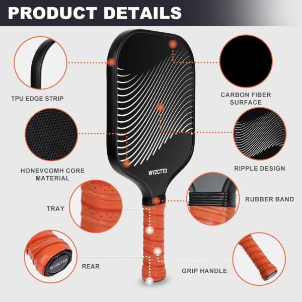 Carbon Fiber Pickleball Paddles Set,2 Pack with 2 Balls & Portable Bag - Lightweight Pickleball Paddles for Women & Men, Professional-Grade Pickleball Gifts for All Skill Levels