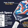 Friday Pickleball Paddle, USA Pickleball Approved, Durable Carbon Fiber, Thermoformed Unibody Design, Honeycomb Core, Gritty Surface for Spin