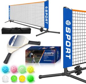 10 FT Mini Portable Pickleball Net Equipment Set - Tennis Net for Driveway Backyard, 2 Pickleball Paddles, 8 Pickleballs and Potable Carry Bag,Pickleball Net for Beginner