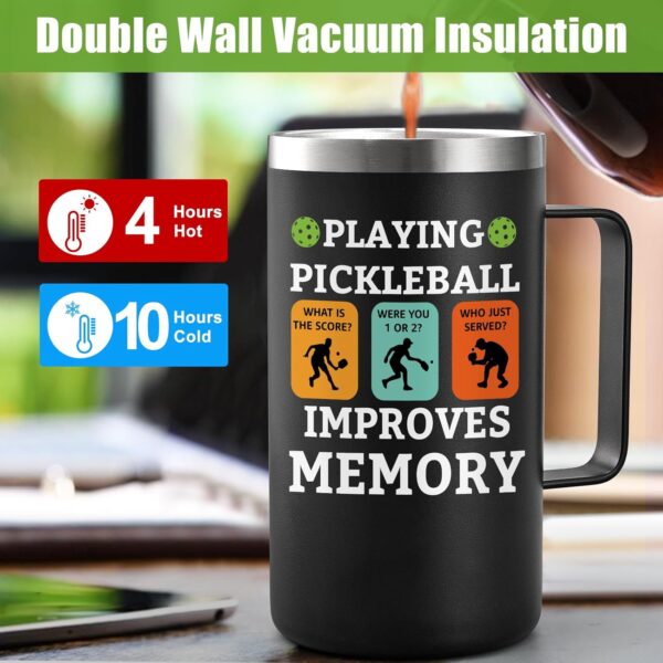 Lifecapido Pickleball Gifts, Playing Pickleball Improves My Memory 20 oz Insulated Coffee Mug, Pickleball Gifts for Men, Birthday Christmas Gifts for Pickleball Players, Pickleball Lovers, Black