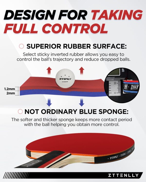 Ping Pong Paddles with Balls - Better Control & Sticky Inverted Rubber - Table Tennis Paddles Set for Indoor & Outdoor Games