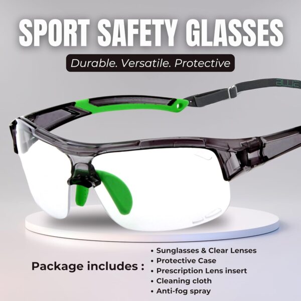 BLUE CUT Sports Safety Goggles Interchangeable Sun Lens Anti Fog UV Protection Indoor Outdoor Pickleball Cycling Basketball