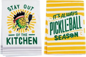 2PCS Pickleball Kitchen Towels, Stay Out of The Kitchen, Premium Microfiber, Original Vibrant Designs, Funny Pickle Ball Gear, Retirement, Tournament, Team, House Warming Gift