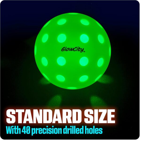 GlowCity LED Pickleball Set: Pack of 4 Glow in The Dark Pickleballs with 20 Hours of Glow Time - Great for Night Time Play