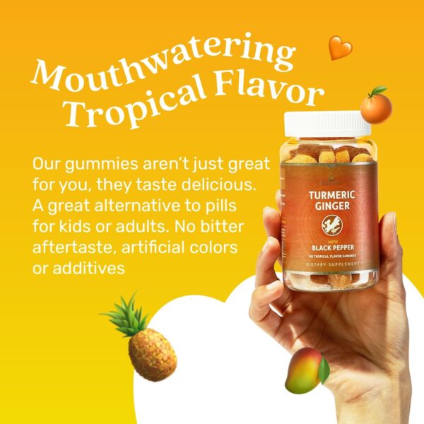 BeLive Turmeric Curcumin with Black Pepper & Ginger - 500 mg of Turmeric and Ginger Supplement for Immune Support, Healthy Skin, and Mobility - Tropical Flavor | 60 Count