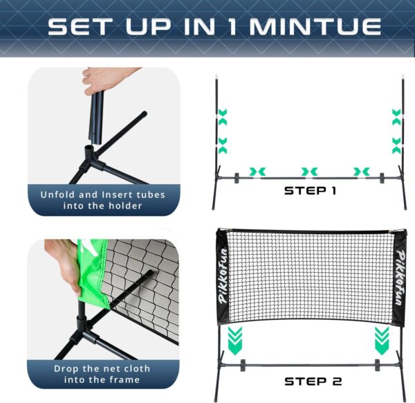 Mini Pickleball Net 5 ft - Pickleball Dink Net for Training for Indoor and Outdoor, Regulation Height 3 ft., Quick Set Up Design, Lightweight and Durable
