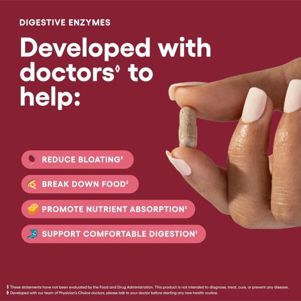Physician's CHOICE Digestive Enzymes - Multi Enzymes, Organic Prebiotics & Probiotics for Digestive Health & Gut Health - Meal Time Discomfort Relief & Bloating - Dual Action Approach - 60 CT