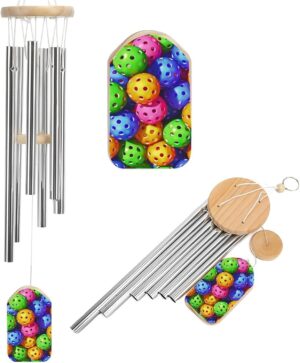 Pickleball Sports Lovers Wind Chimes for Outside with Relaxing Rich Sound, Memorial Wind Chimes Gifts for Mom,Great Gift for Your Own Patio, Porch, Garden, and Backyard