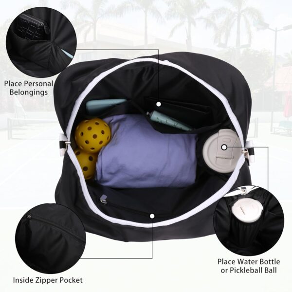 Pickleball Bag, Pickleball Tote Bag with Zipper & Adjustable Shoulder Strap