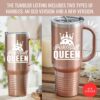 Onebttl Pickleball Gifts for Women, Gifts for Pickleball Lovers, Insulated 40oz Stainless Steel Tumbler with Handle and Straw Lid, Pickleball Accessories, Pickleball Queen, Rose Gold