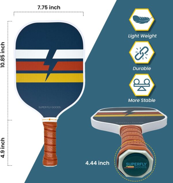Picklebal Paddle Set of 2 Pickleball Paddles and 2 Balls Association Approved Rackets Honeycomb Core, Fiberglass Exterior, Comfort Grip Premium & Lightweight